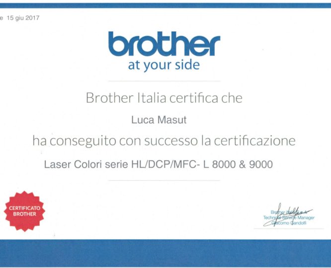 Certificato tecnico Brother Masut Luca